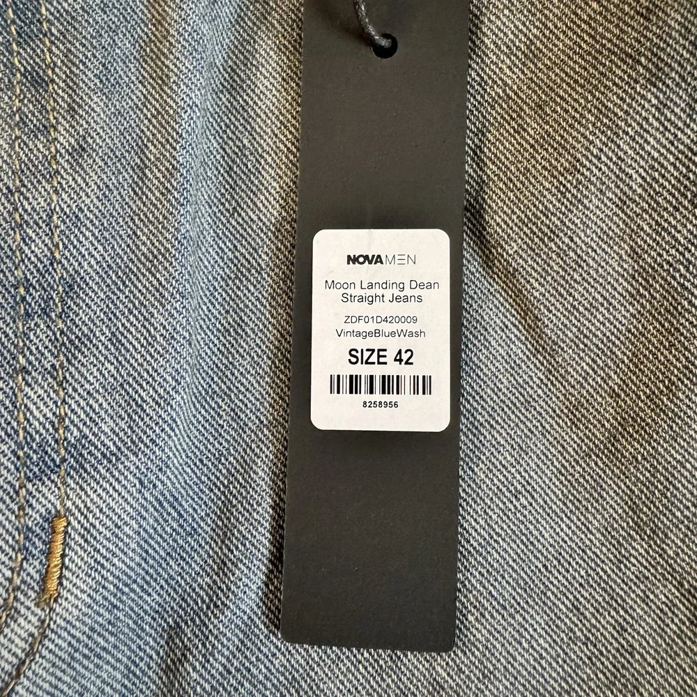 Fashion Nova Jeans Moon Landing Dean Straight Flare Distressed Denim Mens 42 NEW